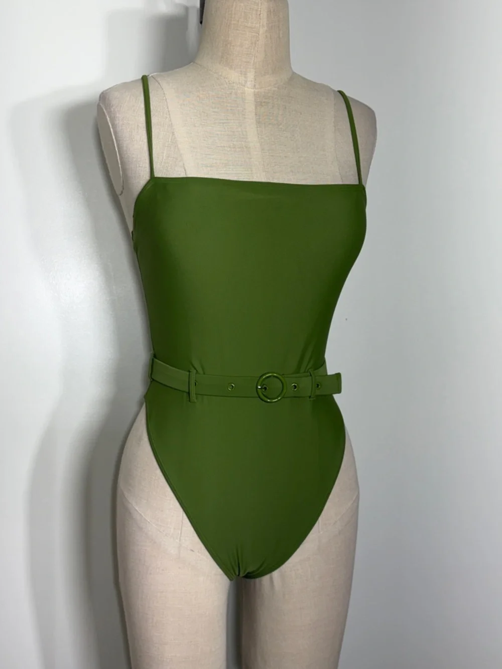 Forever 21 Olive Green Belted One-Piece Swimsuit